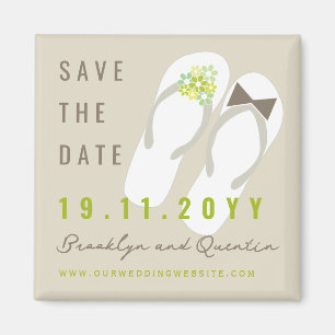 Herr und Frau Flip Flops Strandhochzeit Termin vor Magnet