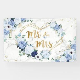 Herr und Frau Floral Backdrop Couple Wedding Party Banner