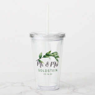Herr und Frau Foliage Personalisiertes Datum Acryltrinkbecher