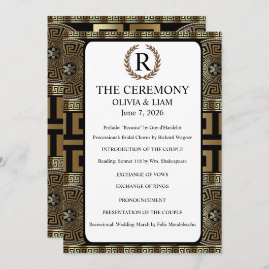 Herr und Frau Formal Classical Grecian Key of Life Programm (Vorne/Hinten)