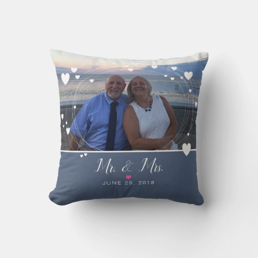 Herr und Frau Foto-Andenken-Hochzeit Kissen (Vorderseite)