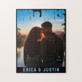 Herr und Frau Foto Block Herz Jubiläumsname Puzzle (Vertikal)