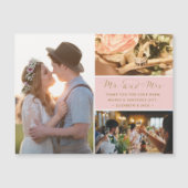 Herr und Frau Foto Collage Pink Wedding Vielen Dan Magnetkarte (Vorderseite)