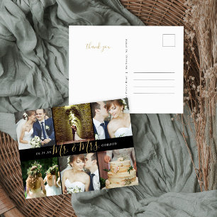 Herr und Frau Foto Collage Wedding Vielen Dank Postkarte