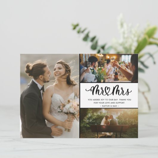 Herr und Frau Foto Wedding Vielen Dank Dankeskarte (Stehend Vorderseite)