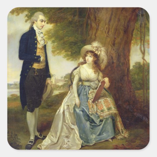 Herr und Frau Fraser, c.1785-90 (Öl auf Leinwand) Quadratischer Aufkleber (Vorderseite)
