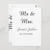 Herr und Frau fügen den Namen est hinzu. Ehepaar Postkarte (Vorne/Hinten)