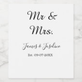 Herr und Frau fügen den Namen est hinzu. Ehepaar Weinetikett (Einzelnes Label)