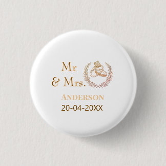 Herr und Frau fügen Familienname Datum Jahr Hochze Button