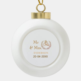 Herr und Frau fügen Familienname Datum Jahr Hochze Keramik Kugel-Ornament