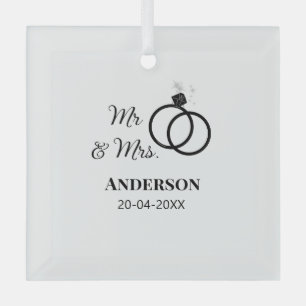 Herr und Frau fügen Familienname Datum Jahr Hochze Ornament Aus Glas