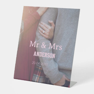 Herr und Frau fügen Familienname Foto Datum Hochze Sockelschild