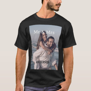 Herr und Frau fügen Familienname Foto Datum Hochze T-Shirt