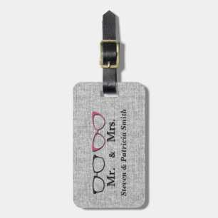 Herr und Frau Geek Glasses Monogram Gepäckanhänger