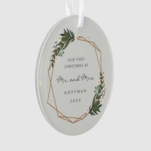 Herr und Frau Geometric Foto - Unsere ersten Weihn Ornament (Vorderseite)