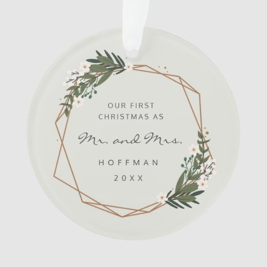 Herr und Frau Geometric Foto - Unsere ersten Weihn Ornament (Vorderseite)