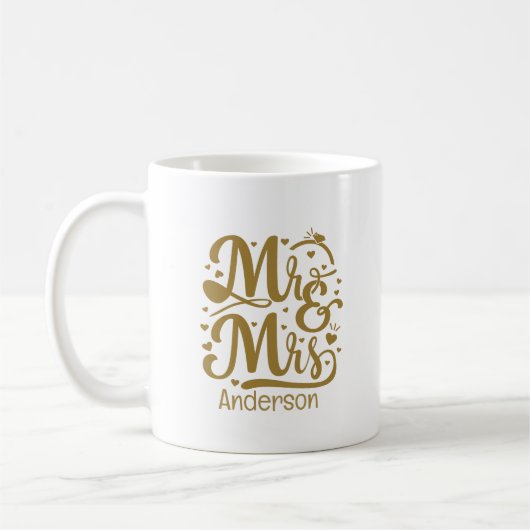Herr und Frau Gold Lettering ein Geschenk Kaffeetasse (Links)