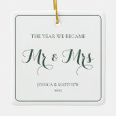 Herr und Frau Green Modern Elegant Newlyweds Coupl Keramikornament (Vorderseite)