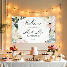 Herr und Frau | Grüne Blumenrahmen Hochzeit Willko Banner