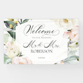 Herr und Frau | Grüne Blumenrahmen Hochzeit Willko Banner (Horizontal)