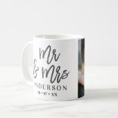 Herr und Frau Hochzeit Foto begünstigen Geschenk Kaffeetasse (Vorderseite Links)