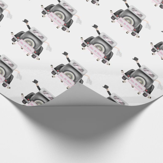 Herr UND FRAU JUST MARRIED Verpackungs-Papier Geschenkpapier (Ecke)