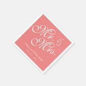 Herr und Frau Light Coral Wedding Paper Napkins Serviette (Ecke)