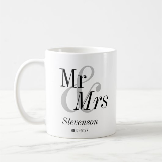 Herr und Frau Minimal Modern Wedding Gift Kaffeetasse (Links)