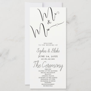 Herr und Frau Minimalist Off White Hochzeitsprogra