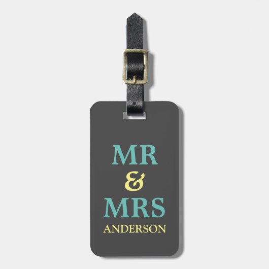 HERR und FRAU mit Monogramm Gepäckanhänger (Vorderseite vertikal)