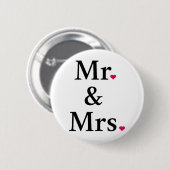 Herr und Frau mit zwei roten Herzen Button (Vorne & Hinten)