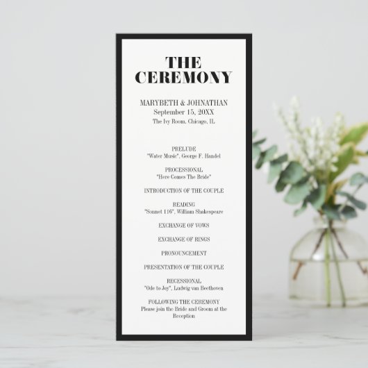 Herr und Frau Modern Bold Wedding Program Programm (Stehend Vorderseite)