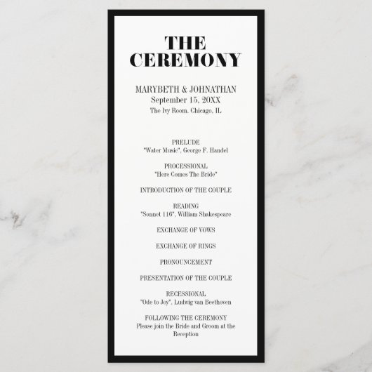 Herr und Frau Modern Bold Wedding Program Programm (Vorderseite)