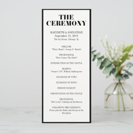 Herr und Frau Modern Bold Wedding Program Programm (Stehend Vorderseite)