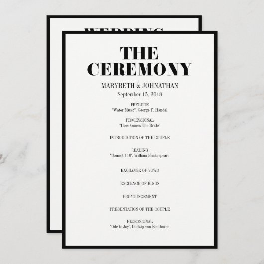 Herr und Frau Modern Bold Wedding Program Programm (Vorne/Hinten)