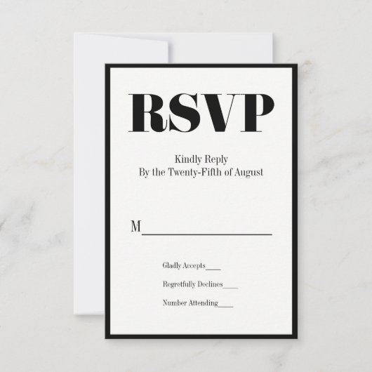 Herr und Frau Modern Bold Wedding RSVP Card (Vorderseite)