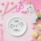 Herr und Frau Modern Script White Hochzeit Pappteller (Party)
