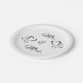 Herr und Frau Modern Script White Hochzeit Pappteller (Schrägansicht)