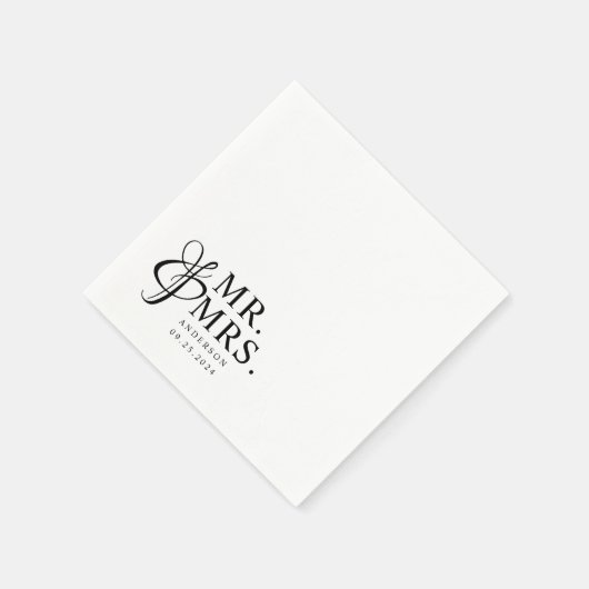 Herr und Frau | Moderne Hochzeit Serviette (Ecke)