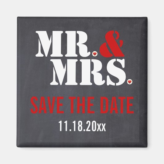 Herr und Frau moderne Typografie Hochzeit Save-the Magnet (Vorne)