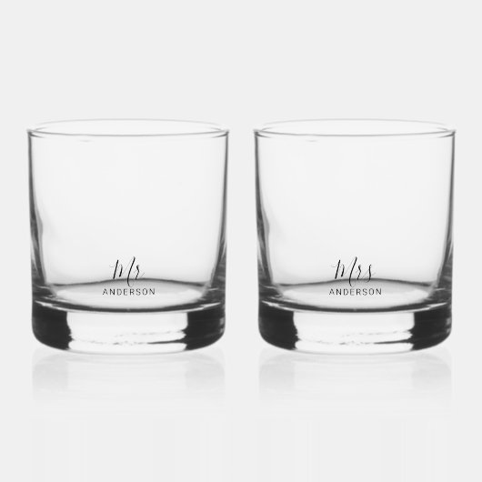Herr und Frau | Modernes Drehbuch Personalisiert Whiskyglas (Vorderseite)