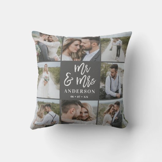 Herr und Frau Multi-Foto-Hochzeitsgeschenk Kissen (Rückseite)