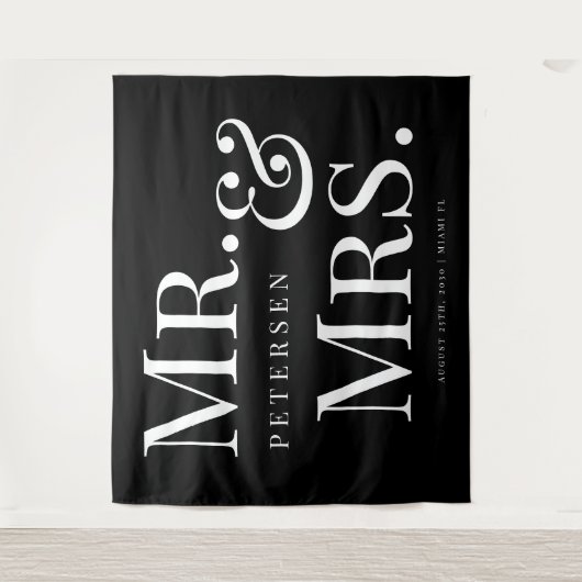 Herr und Frau mutige Typografie vor dem Hintergrun Wandteppich (Vorderseite)