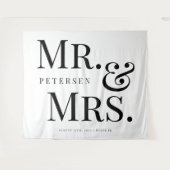 Herr und Frau mutige Typografie, weißer Hintergrun Wandteppich (Vorderseite (Horizontal))