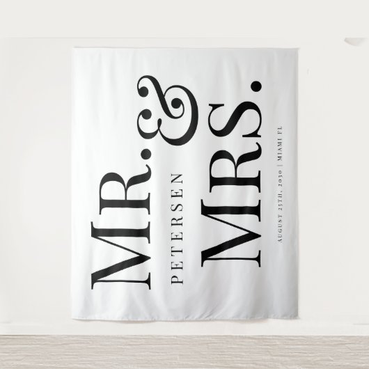 Herr und Frau mutige Typografie, weißer Hintergrun Wandteppich (Vorderseite)