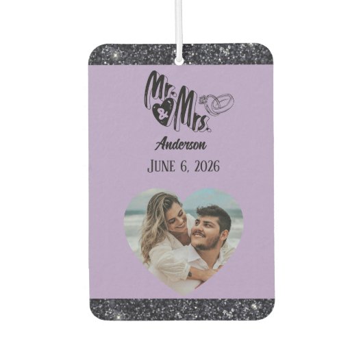 Herr und Frau Name Foto Gastgeschenk Hochzeit Lave Autolufterfrischer (Vorderseite)