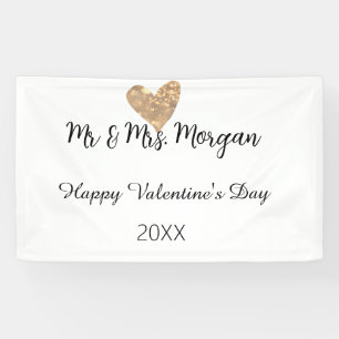 Herr und Frau name frohen Valentinstag goldenes He Banner