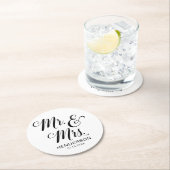 Herr und Frau Name Wedding Runder Pappuntersetzer (Vor Ort)