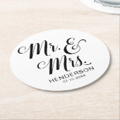 Herr und Frau Name Wedding Runder Pappuntersetzer (Angewinkelt)