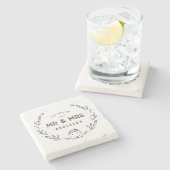 Herr und Frau neue Zuhause oder neu gezeichnet Steinuntersetzer (Seitenansicht)